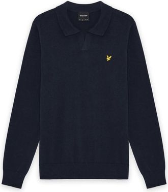 Lyle & Scott Cotton Lange Mouw Polo Kraag Jumper - Heren - V-hals truien - Blauw - L - Katoen - Truien & Vesten