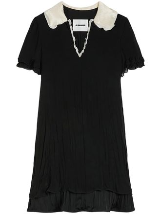 Jil Sander ruffle-trim mini dress - Black