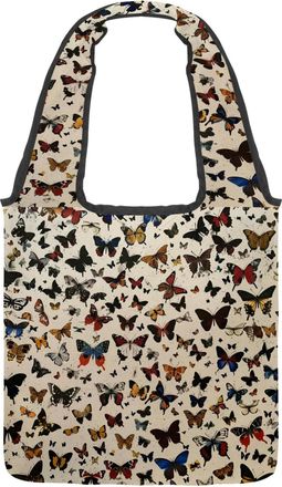 Generic Retro Butterflies Seamless Print.jpg Reversible Canvas Shoulder Tote - Double-Sided Print, 12oz Cotton, 27cm Drop, Fold-Flat Bag for Travel, Shopping,