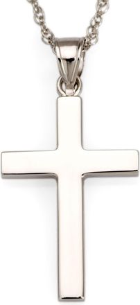 Ross-Simons 14kt White Gold Polished Cross Pendant Necklace