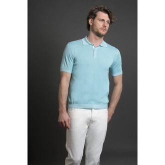 Moorer MenS Light Blue Polo Sweater, Size 52