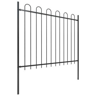 Berkfield Home Garden Fence with Hoop Top Steel 6.8x1.5 m Black