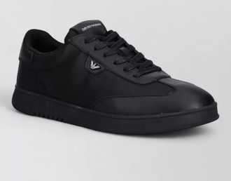 Emporio Armani leather panelled low-top sneakers
