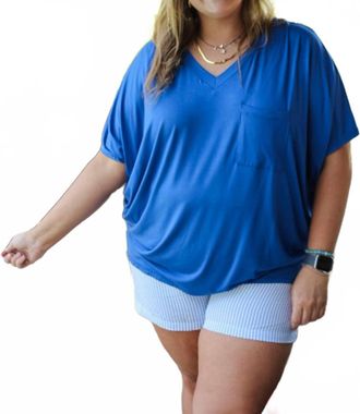 Adrienne Think It Through Pocket Top In Royal