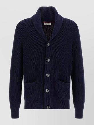 Brunello Cucinelli cotton english rib shawl neck cardigan
