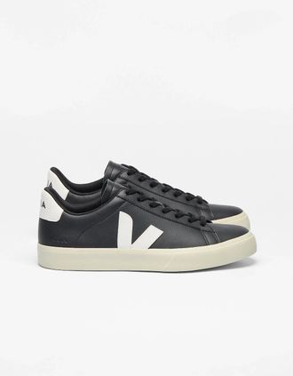 Veja Womens VEJA Campo Leather Womens Trainers - Black/White - Black/Multi - Size: 6