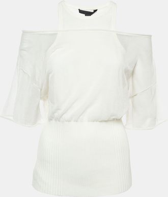 Alexander Wang Off-White Cotton Knit Sheer Overlay Top