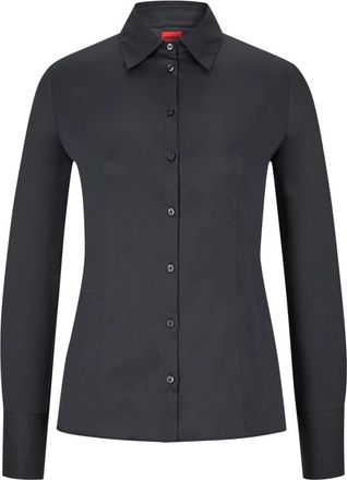 HUGO BOSS Fitted overhemd - Dames - Overhemden - Zwart - XS - Katoen - Overhemden