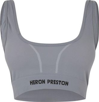 Heron Preston Womens Scoop Neck Cropped Bra in Black - Size 14 UK