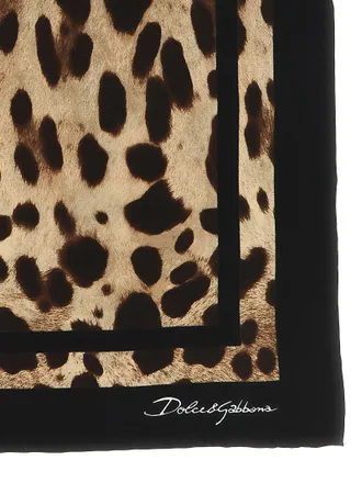 Dolce & Gabbana Leopard-Print Silk Scarf - Brown