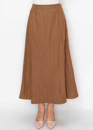 YAL New York Crinkle Texture Skirt in Warm Brown