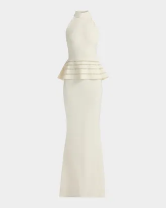 La Petite Robe Di Chiara Boni Imera Laser Cut Peplum Gown