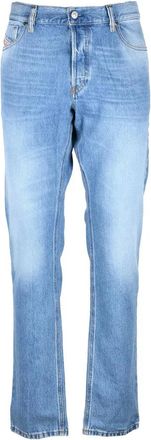 Diesel Light Blue Cotton Mens Slim Straight Jeans