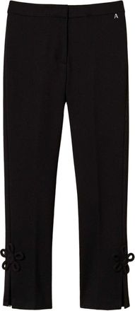 Twin-Set Pantaloni con applicazione a fiori - Nero