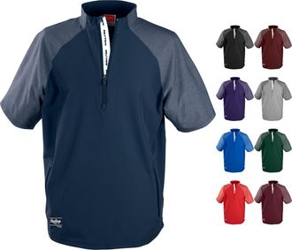 Rawlings Mens Colorsync Short Sleeve Cage Jacket | Adult Sizes | Multiple Colors Shirt, Navy, Medium
