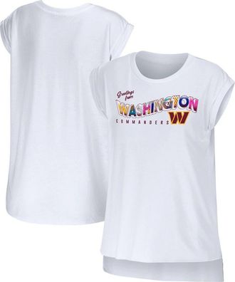 WEAR by Erin Andrews Womens WEAR by Erin Andrews White Washington Commanders Greetings From Muscle T-Shirt at Nordstrom, Size Small