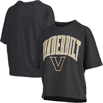 Pressbox Womens Pressbox Black Vanderbilt Commodores Nelson Arch Over Logo Waist Length Oversized Slub T-Shirt at Nordstrom, Size X-Large