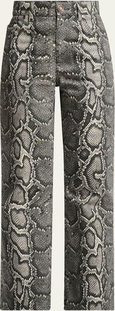 Gabriela Hearst Ezra Snake-Print Bootcut Ankle Jeans