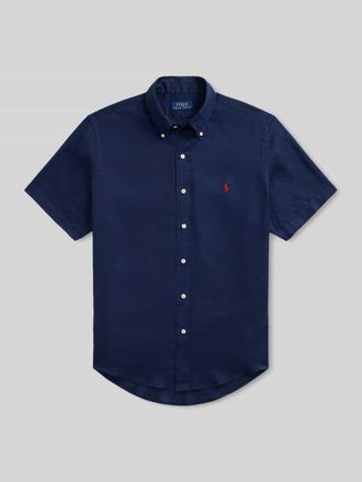 Polo Ralph Lauren Regular Fit Leinenhemd mit Button-Down-Kragen in Marine, Gr&ouml;&szlig;e XXL
