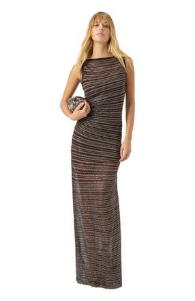 Missoni Long Dress With Boat Neck in Black & Brown at Nordstrom, Size 40 It