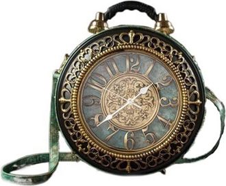 Generic ZAbina Clock Purse Working Clock Handbags For Women Vintage Shoulderbags PU Leather Handbag Retro Shoulder Bag (Color : B, Size : 12 * 5 * 14.5IN)