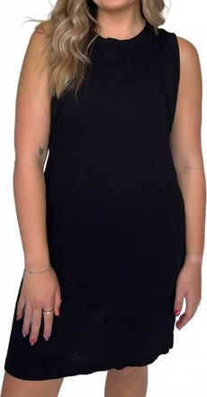 bobi Raglan Seamed Tank Dress In Black