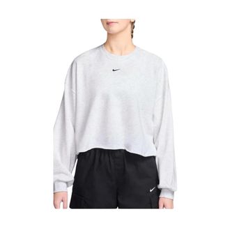 Nike Chill Terry Oversized Crew-Neck Sweatshirt - Dames - Sportshirts - Wit - XL - Katoen - Fitness