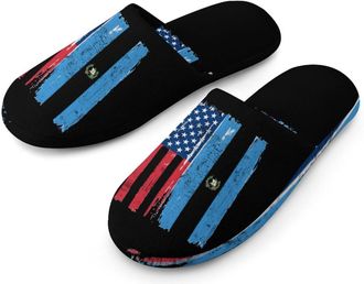 Generic Guatemala U.S. Flag Cotton Slippers for Men Memory Foam House Slippers Soft Anti-skid Sole Indoor Outdoor Shoes