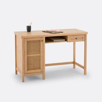 La Redoute Interieurs Bureau in massief dennen- en riethout Gabin