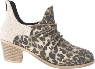 Generic Suede Leopard Print Ankle Boots For Women, Chunky Heel Short Boots Comfort Non-Slip Sole Winter Boots Pointed Toe Thick Sole Chelsea Boots Classic Mil