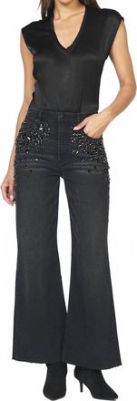 Dear John Denim Fiona Wide Leg Jeans In Black Sparkle