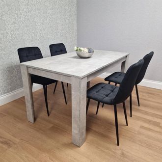 Kosy Koala Modern Dining Table Set with 4 Velvet Chairs Dining Room Furniture in Grey