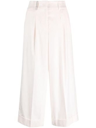 PESERICO high-waisted cropped-leg trousers - women - Cotton/Viscose/Acetate/Cupro - 46 - Pink