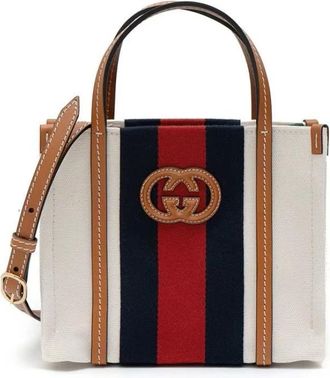 Gucci Canvas Web Interlocking G Mini Tote Bag