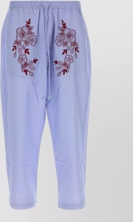 Baziszt poplin celeste pant embroidered back pockets