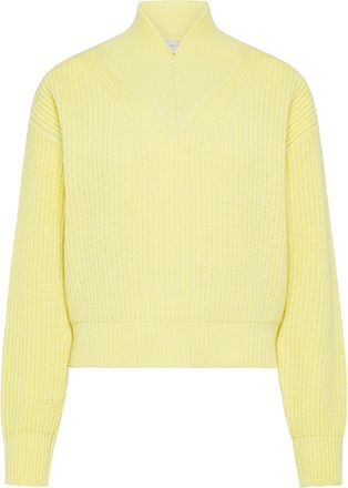 Cruna Cropped Ribbed Knit Sweater with Mock Neck