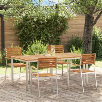 Berkfield Home 5 Piece Garden Dining Set Solid Wood Acacia in Brown