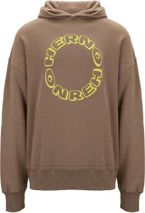 Herno Heren hoodie met logo - Heren - Hoodies - Bruin - L - Katoen - Hoodies & sweatvesten