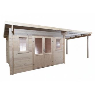 Foresta Caseta De Jard&iacute;n De Abeto De 374x374 Cm - Grosor De Pared: 42 Mm - Techo De Acero Galvanizado - Con Le&ntilde;era - Fa4040.02b Foresta