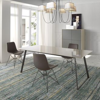Pondecor Interiorismo Mesa fija rectangular moka brillo y metal negro mate 200x90 cm
