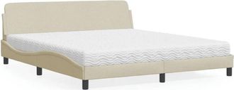 vidaXL Vidaxl - Cama Con Colch&oacute;n De Tela Color Crema 180x200 Cm