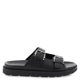 Ferragamo Double Strap Leather Sandals, Size 10