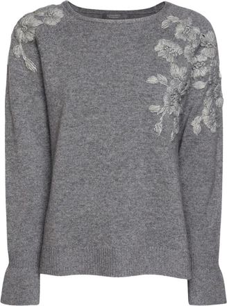 Elena Miro Maglia Scollo a Barca - Dames - Ronde hals truien - Grijs - S - Truien & Vesten