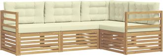 vidaXL Conjunto De Sof&aacute;s De Exterior 4 Uds. Blanco Y Crema Poli&eacute;ster Vidaxl