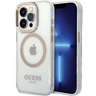 OEM Funda R&iacute;gida Guess Guhmp15xhtrmd Para Iphone 15 Pro Max De 6,7 Color Dorado/dorado Con Dise&ntilde;o Met&aacute;lico Y Magsafe