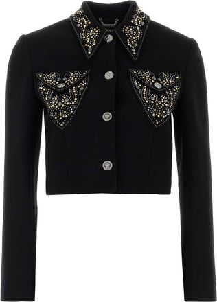 Versace Zwarte Wol Blazer