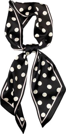 Generic Elegant Womens Silk Scarves Fashion Print Narrow Long Scarf Lightweight Versatile Accessory for Daily Wear and Styling (Black, One Size)