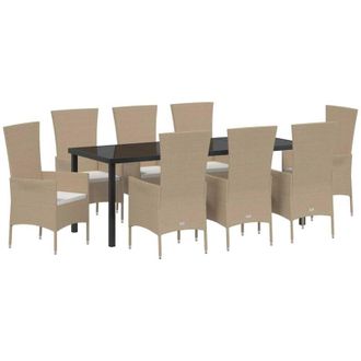 vidaXL Conjunto De Comedor De Jard&iacute;n 9 Pcs Beige Rat&aacute;n Sint&eacute;tico Vidaxl
