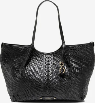 Cole Haan Womens Isabella Slouchy Woven Tote Bag - Black