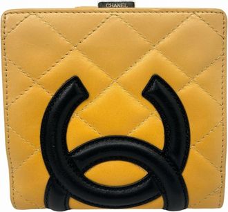 Chanel Beige Black Leather Wallet (Bi-Fold) (Pre-Owned)